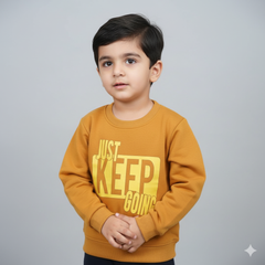 Kids Mustard Sweatshirt | Motivational Print Winter Pullover