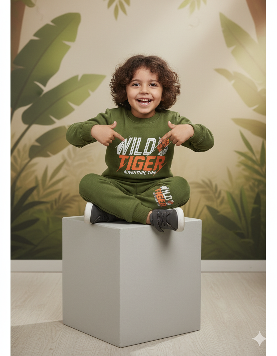 Greenish || Wild TIger Adventure Time || Winter Set Soft Winter Fabric