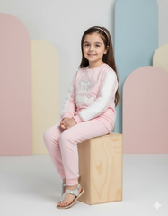 Cozy Pink Bear Graphic Tracksuit