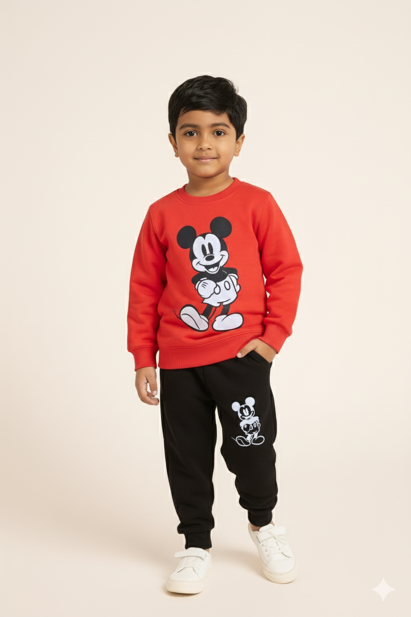 Red & Black || Mickey Mouse Winter Fleece || Premium Quality || Beautiful Set