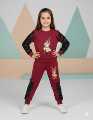 Sequin Net || Just Love Daisy Duck || Beautiful Maroonish Red || Winter Set Warm & Soft Winter Fabric