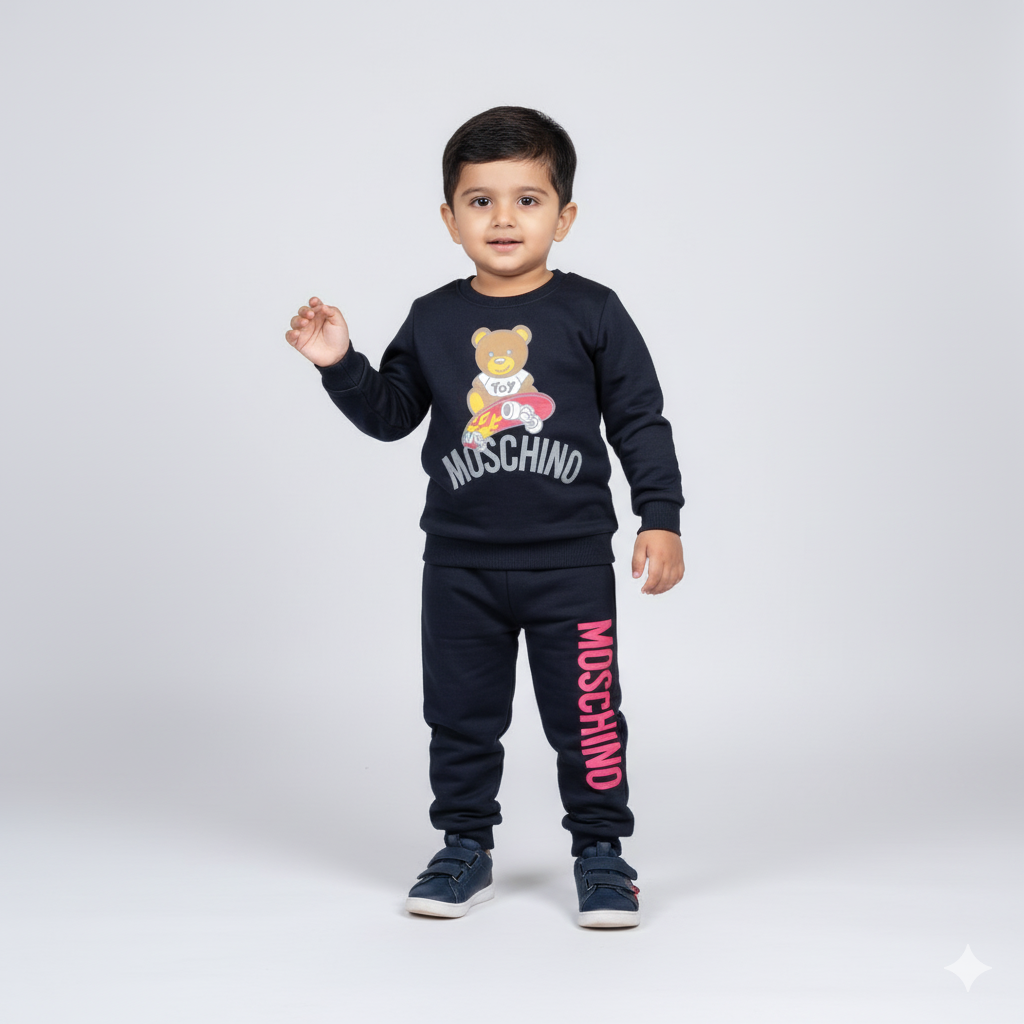 BLACK MOSCHINO WINTER SOFT FLEECE  TWO SIDES POCKET SET