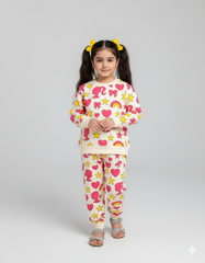 Girls Barbie Print Winter Tracksuit | Cute Heart, Star & Rainbow Printed Fleece Suit