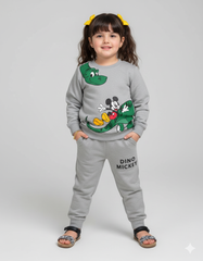 Cartoon Winter Outfit for Boys & Girls | Grey fancy tracksuit Set