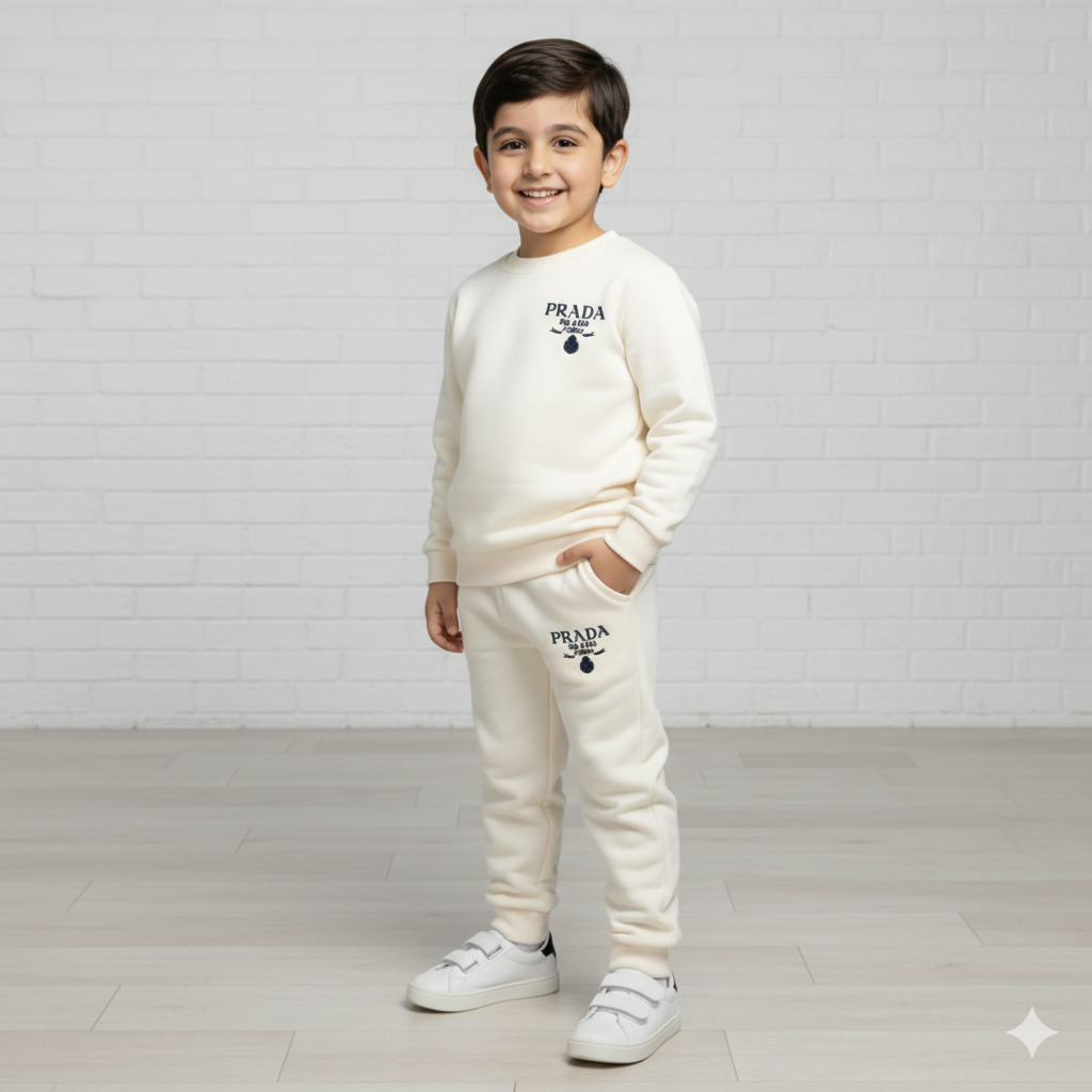 Chic Cream Prada Milano Kids' Premium  Imported Tracksuit