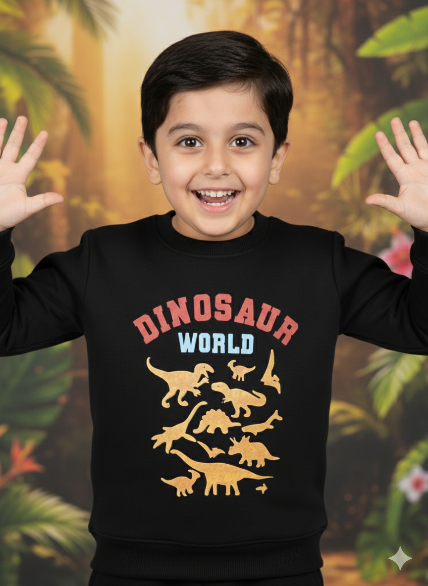 DINO-Black Winter Explorer" Boys' Winter Sweatshirt