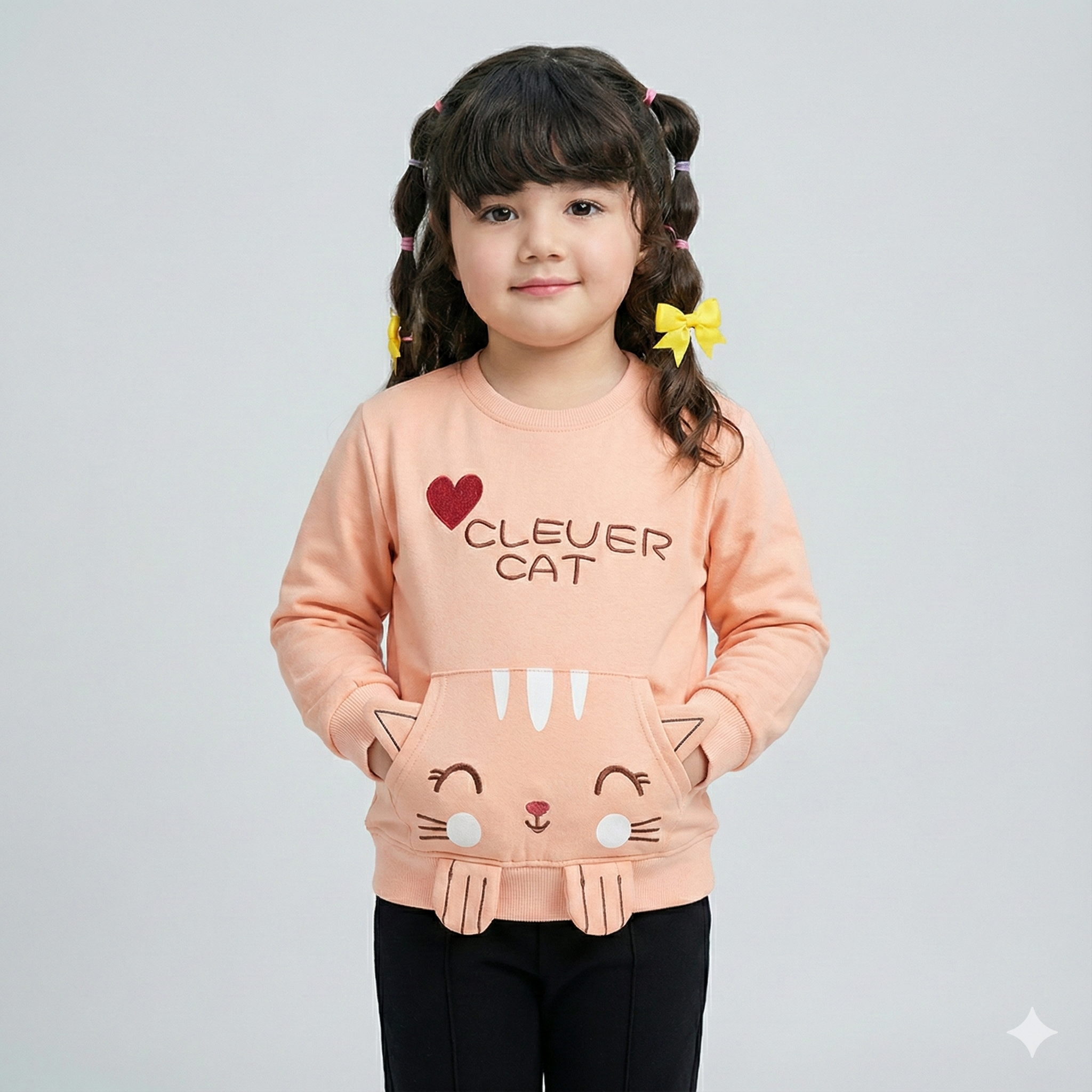 Clever Cat Winter Sweatshirt & Pant Set for Babies | Soft Fleece Tracksuit