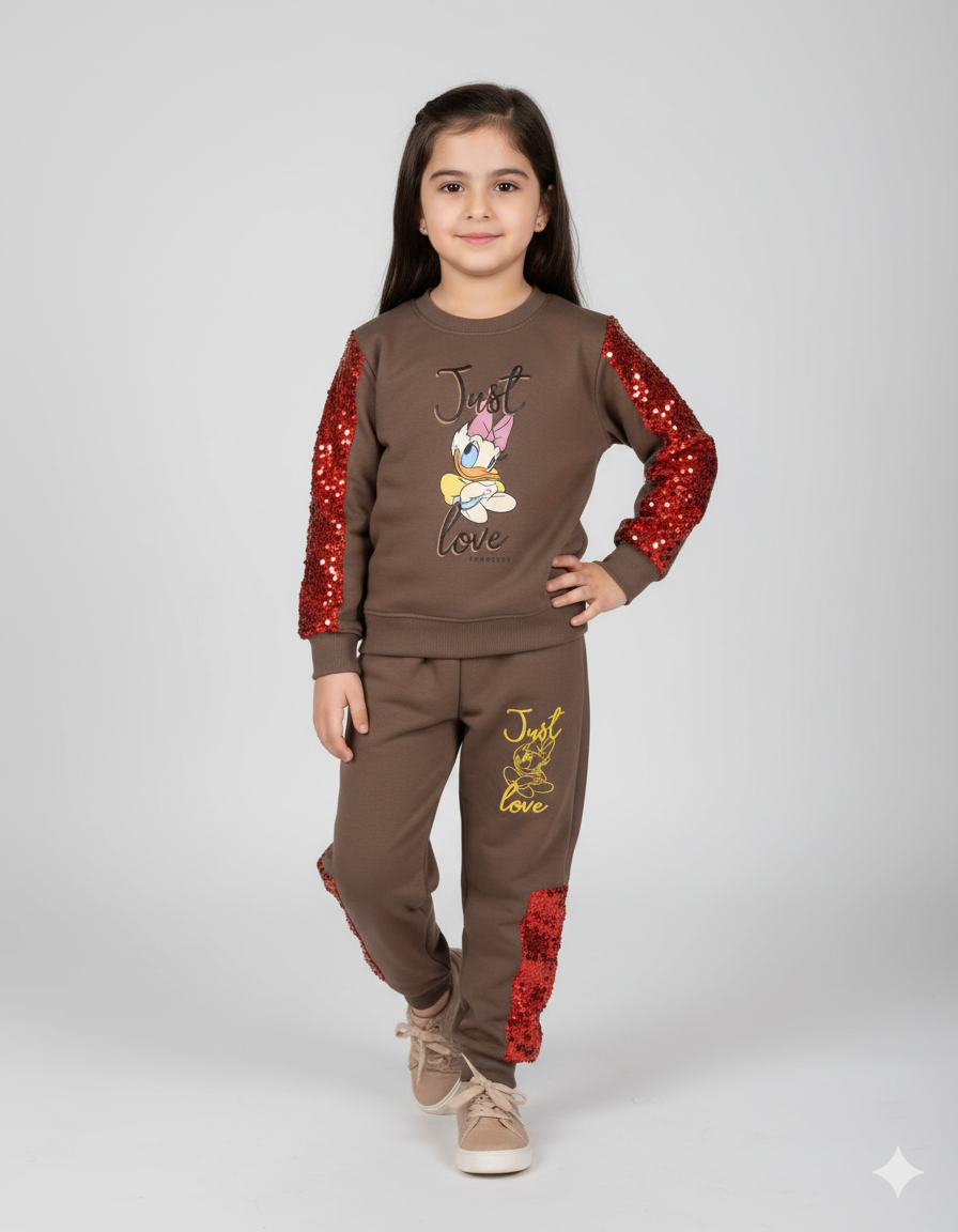 Sequence Net || Just Love Daisy Duck ||  Beautiful Brown & Red Duo || Winter Set Warm & Soft Winter Fabric