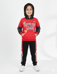 Spider-Man Red & Black Fleece Hoodie Set for Boys | Winter Superhero Outfit