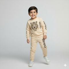 Boys Beige Tiger Print Tracksuit Kenzo Style | Winter Outfit