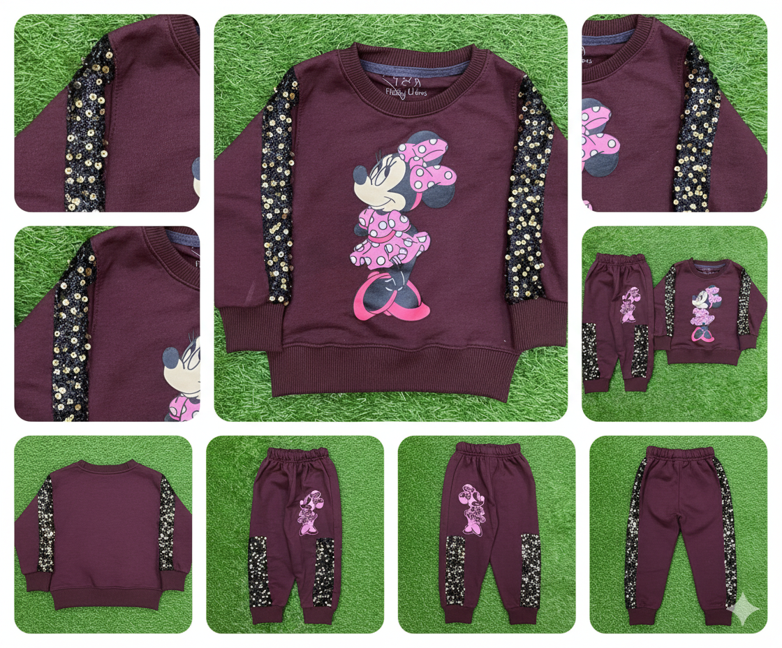 Sequin Net || Minnie Mouse ||  Beautiful Maroon || Winter Set Warm & Soft Winter Fabric