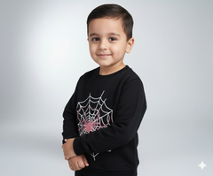 Spider Web Print Winter Pullover | Stylish Boys & Girls Outfit