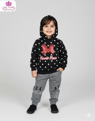 Minnie Mouse Polka Dot Winter Hoodie for Girls – Fleece Warm Outfit