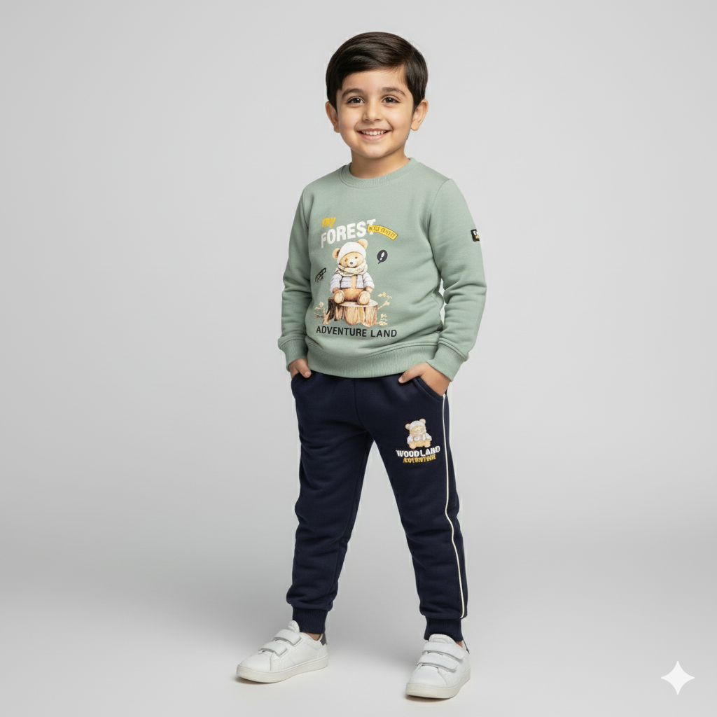 Boys My Forest Adventure Land Winter Tracksuit | Warm Fabric Tari Sweatshirt Set