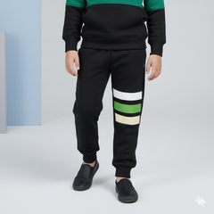 Kids Black Jogger Pants | Side Stripe Winter Bottoms for Boys