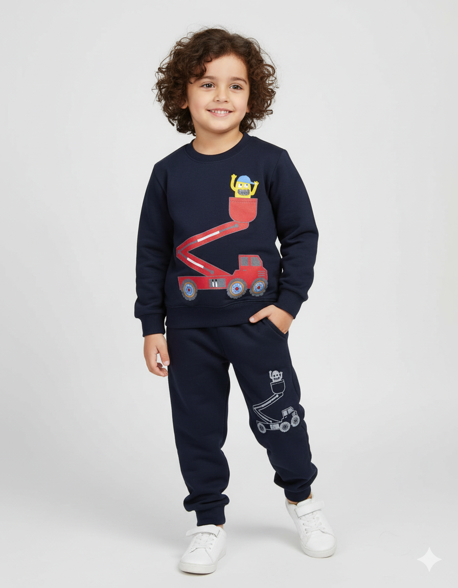 Packman on Truck || Navy Blue || Winter Soft Fabric