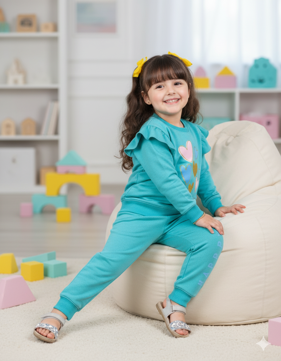 Happy || Glitter || Sky Blue Trendy Frill Latest Design Comfort Soft Winter