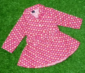 Girls Red Floral Frock Coat | Long Sleeve Printed Winter Dress for Kids
