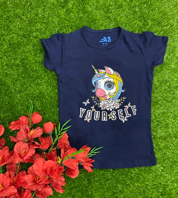 Magical Blue Unicorn Trendy Girls T-Shirt