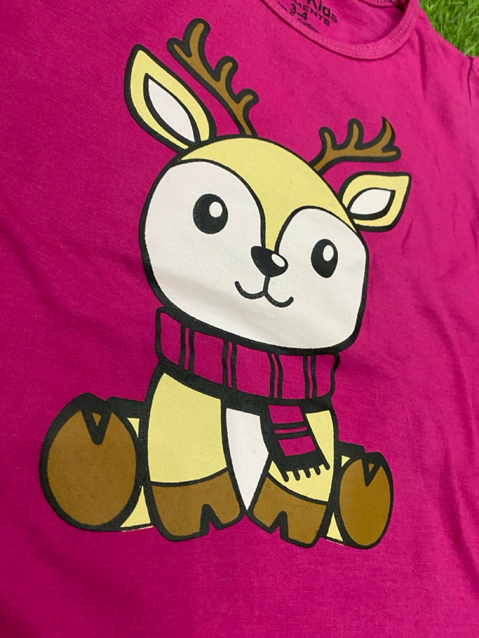 Dark Pink Cartoon  T-Shirt & Trouser Summer Duo Premium pair for Girls