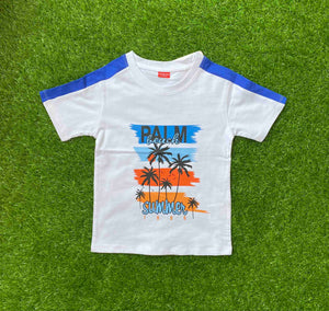 Tropical Breeze - White Palm Tree Shirt for Boys