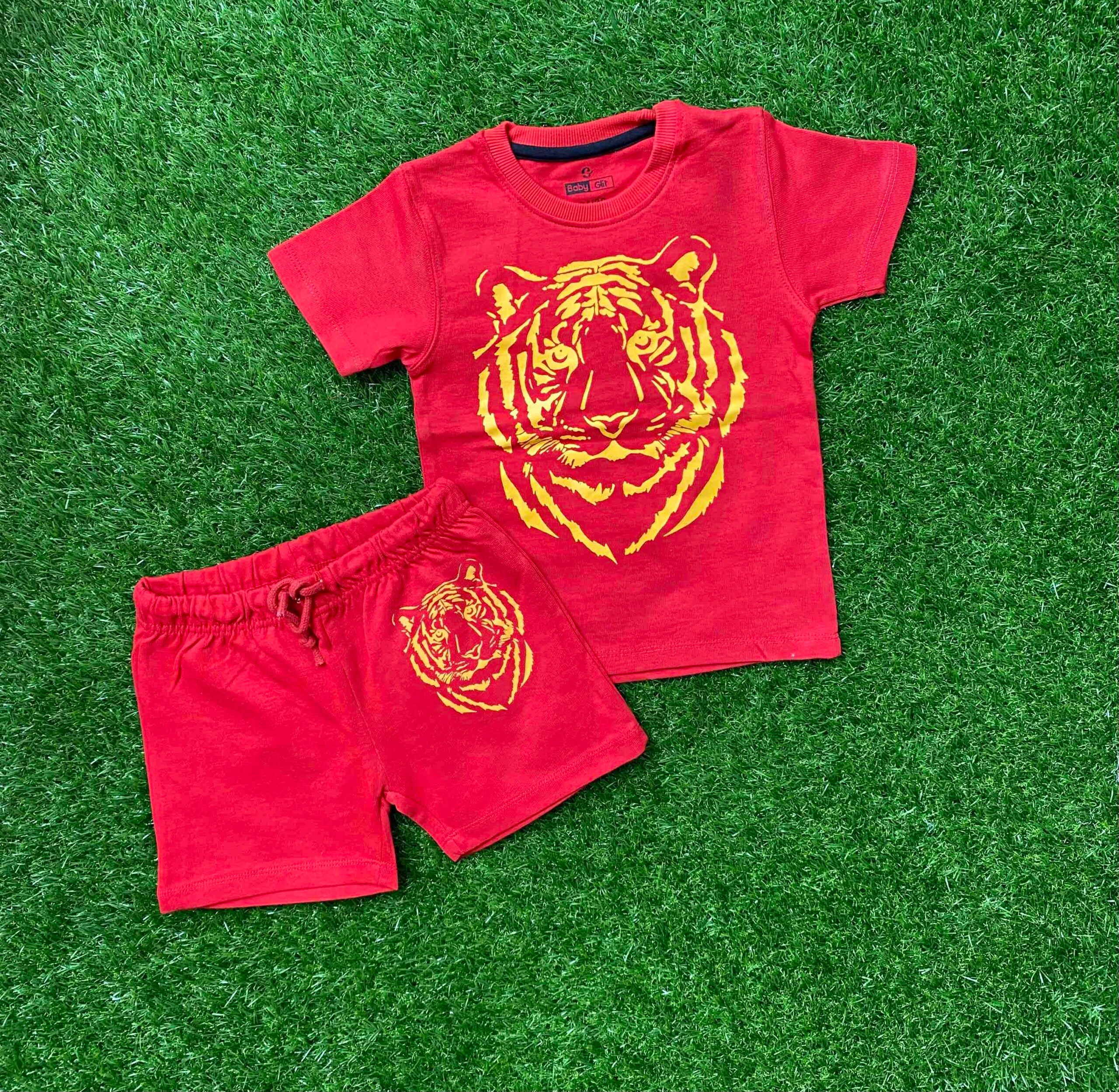 Roaring King - Red Lion Printed Shirt and Short Set for Boys