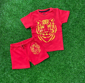 Roaring King - Red Lion Printed Shirt and Short Set for Boys