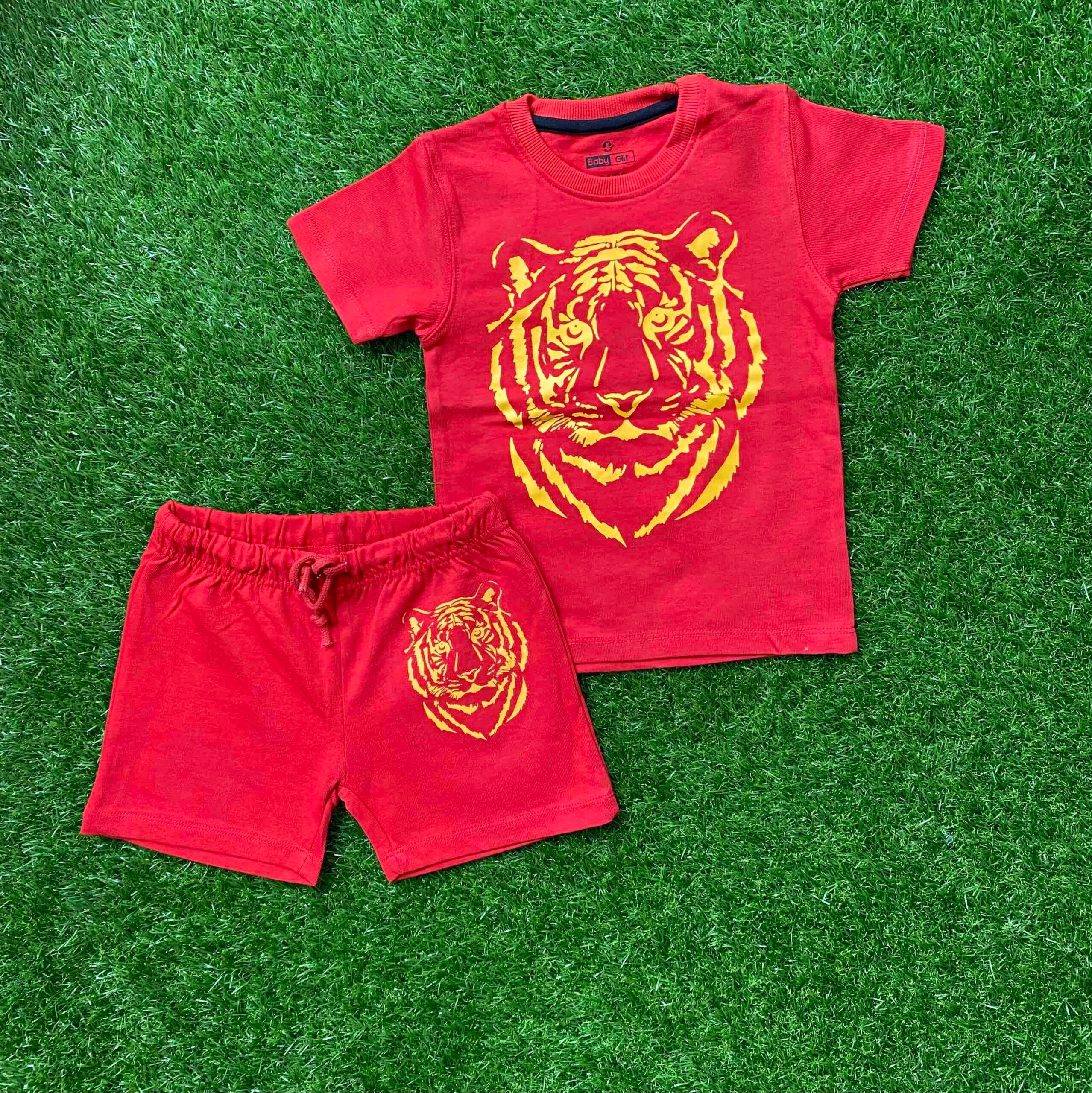 Roaring King - Red Lion Printed Shirt and Short Set for Boys