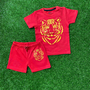 Roaring King - Red Lion Printed Shirt and Short Set for Boys