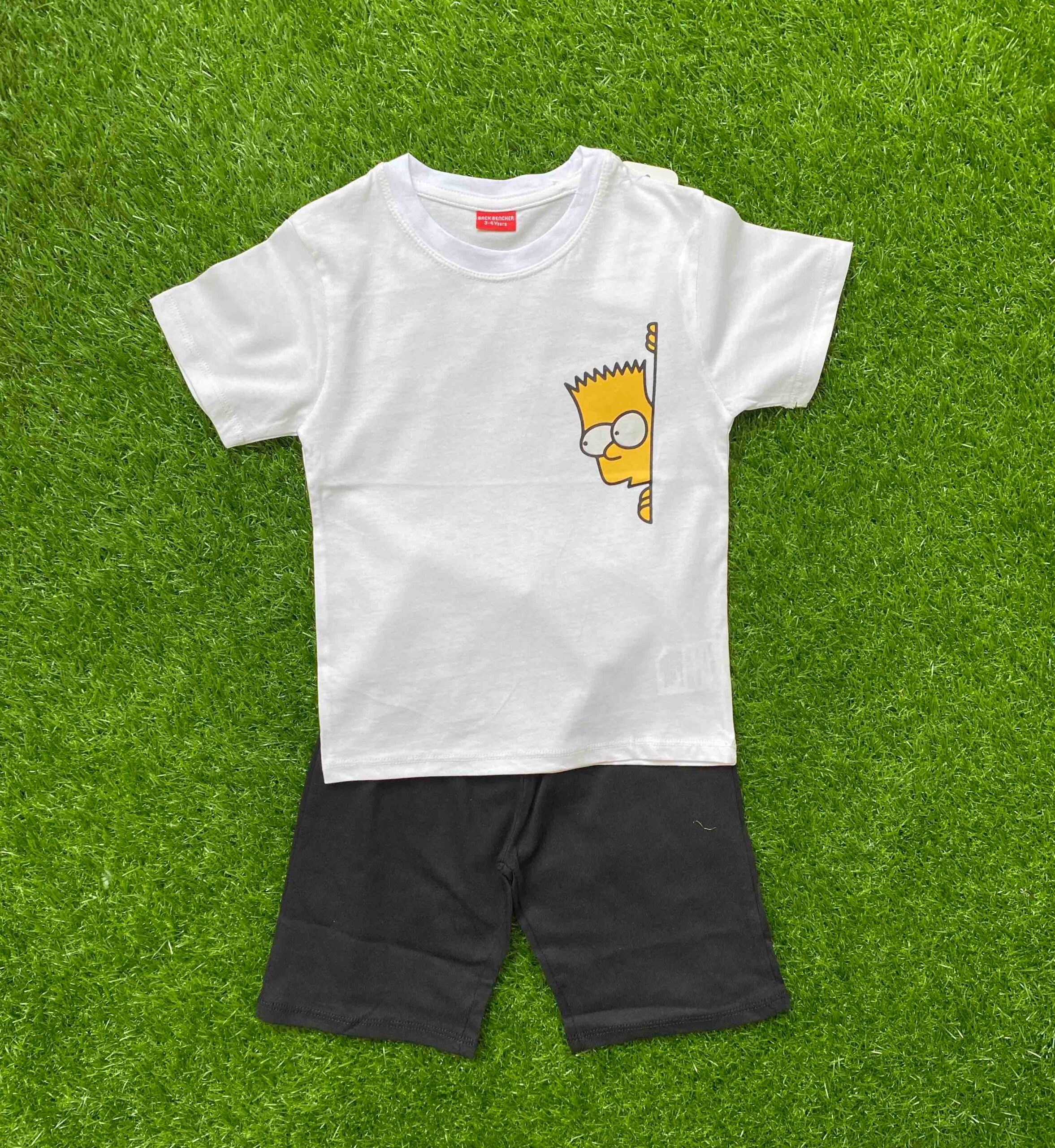 Emoticon Express - White Shorts & shirt set with Face Emoji for Boys