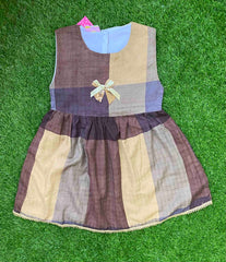 Earthy Elegance - Mix Brownish Frock for Girls
