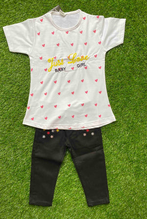 Sweet Hearts - White shirt for girls paired with black Jeans