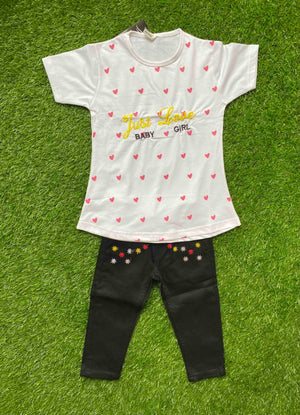 Sweet Hearts - White shirt for girls paired with black Jeans