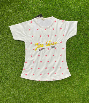Sweet Hearts - White shirt for girls