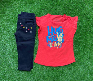 Radiant Ember - Orangish Red Shirt for Girls Paired with Black Jeans