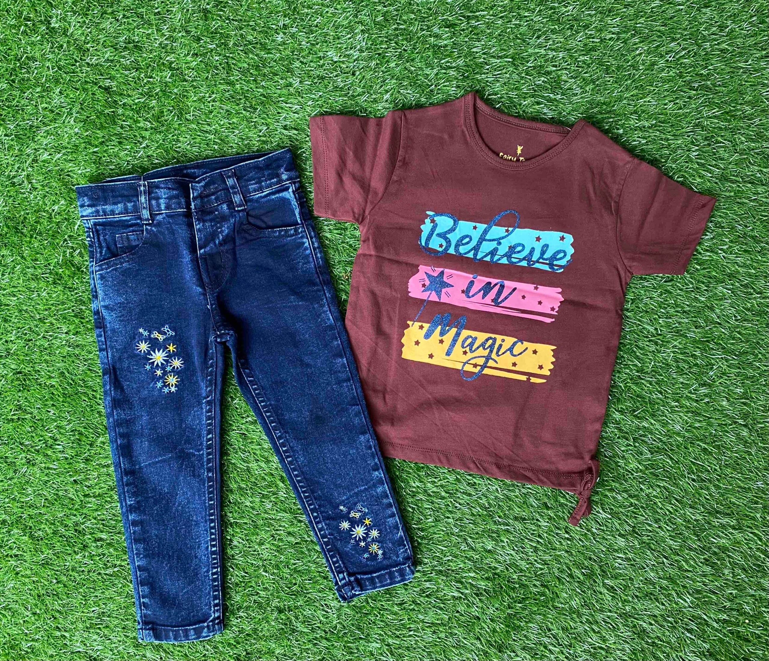 Enchanting Tones - Chocolate Brown Shirt Paired with Blue Jeans