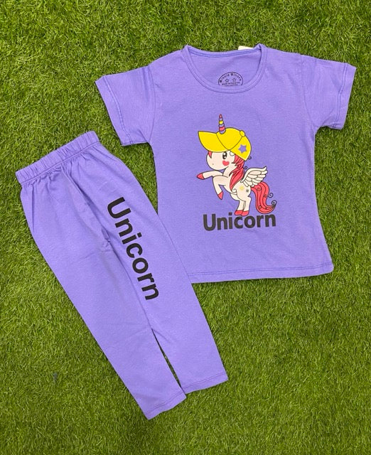 Light Purple shirt with Yellow Cap Unicorn Beautiful Summer Set