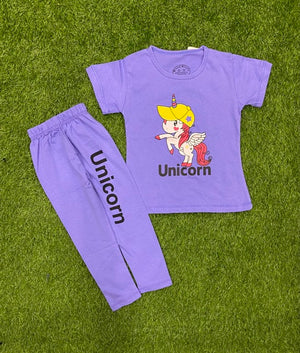 Light Purple shirt with Yellow Cap Unicorn Beautiful Summer Set