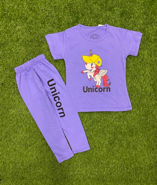 Light Purple shirt with Yellow Cap Unicorn Beautiful Summer Set
