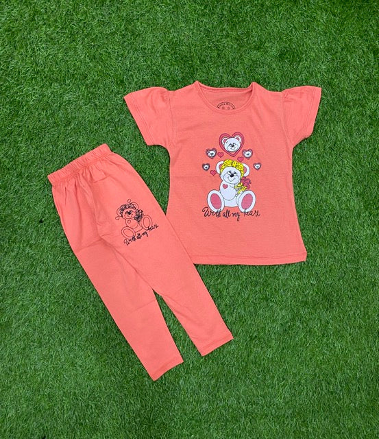 Bright Peach Teddy with all my hearts Trendy Summer Set