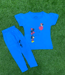 Bright Blue Small Mickey giving hearts to Minnie mouse Trendy Summer Set