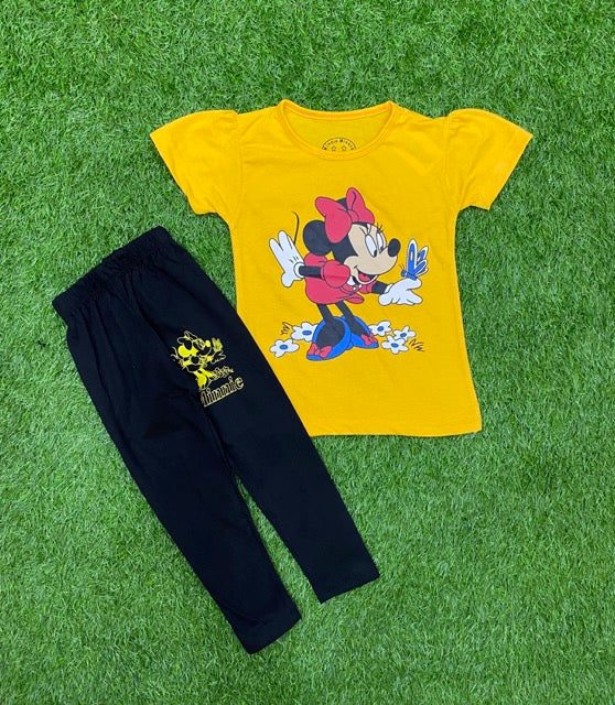 Yellow Shirt With Minnie Mouse Character Trendy Summer Set