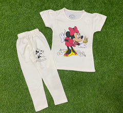 Cream Shirt With Minnie Mouse Character Beautiful Summer Set