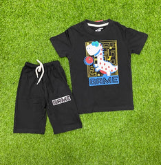 Black Shirt with Dinosaur Game Stylish Summer Set
