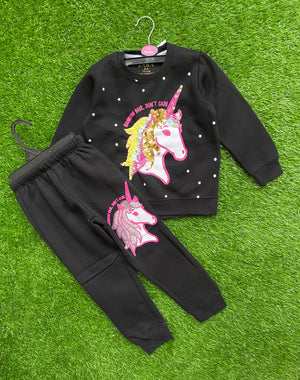 Midnight Black Sequin Chic Winter set for Girls
