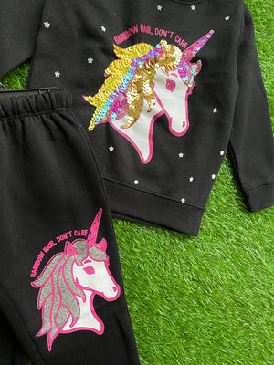Midnight Black Sequin Chic Winter set for Girls