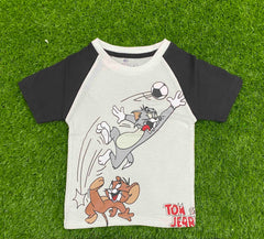 Tom and Jerry White and Black T-Shirt