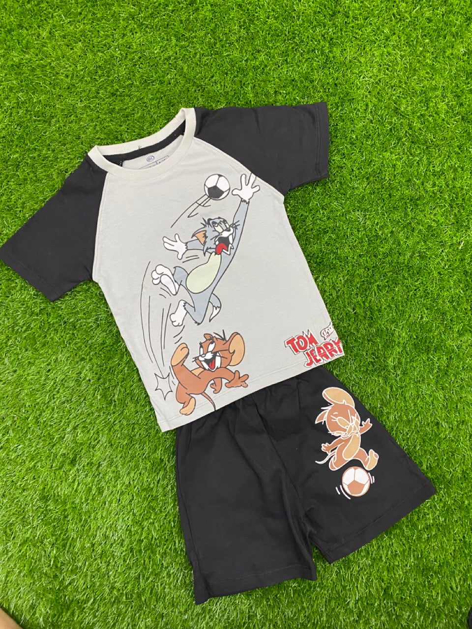 Tom and Jerry Light Grey and Black T-Shirt & Short Set