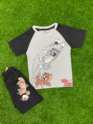 Tom and Jerry Light Grey and Black T-Shirt & Short Set