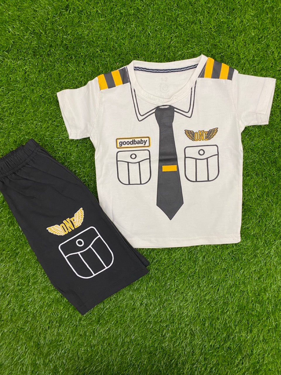Navy Lovers Tie Print T-Shirt & Short Set